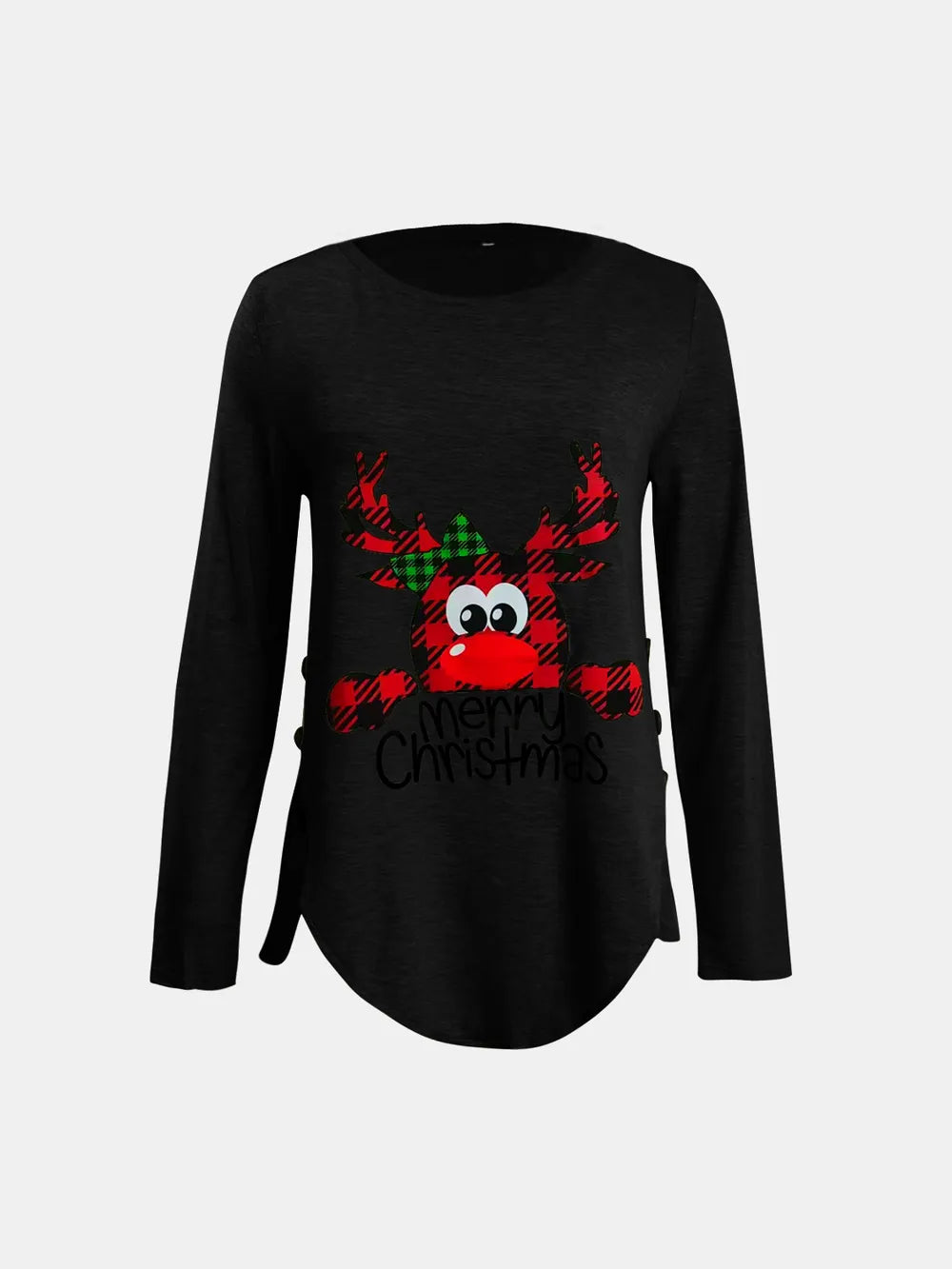 Sarah Express Women's Reindeer Round Neck Long Sleeve T-Shirt