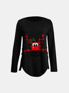 Sarah Express Women's Reindeer Round Neck Long Sleeve T-Shirt