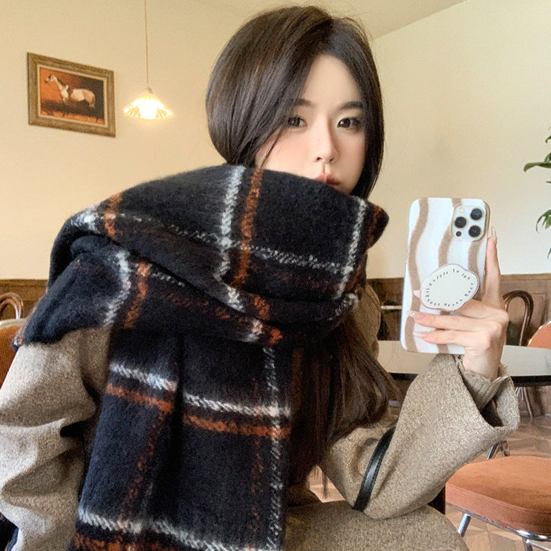Sarah Express Women's Plaid Print Scarf Warm Imitation Cashmere Neck Wrap Winter Fall Accessory
