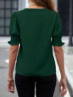 Sarah Express Women's Notched Half Sleeve Blouse