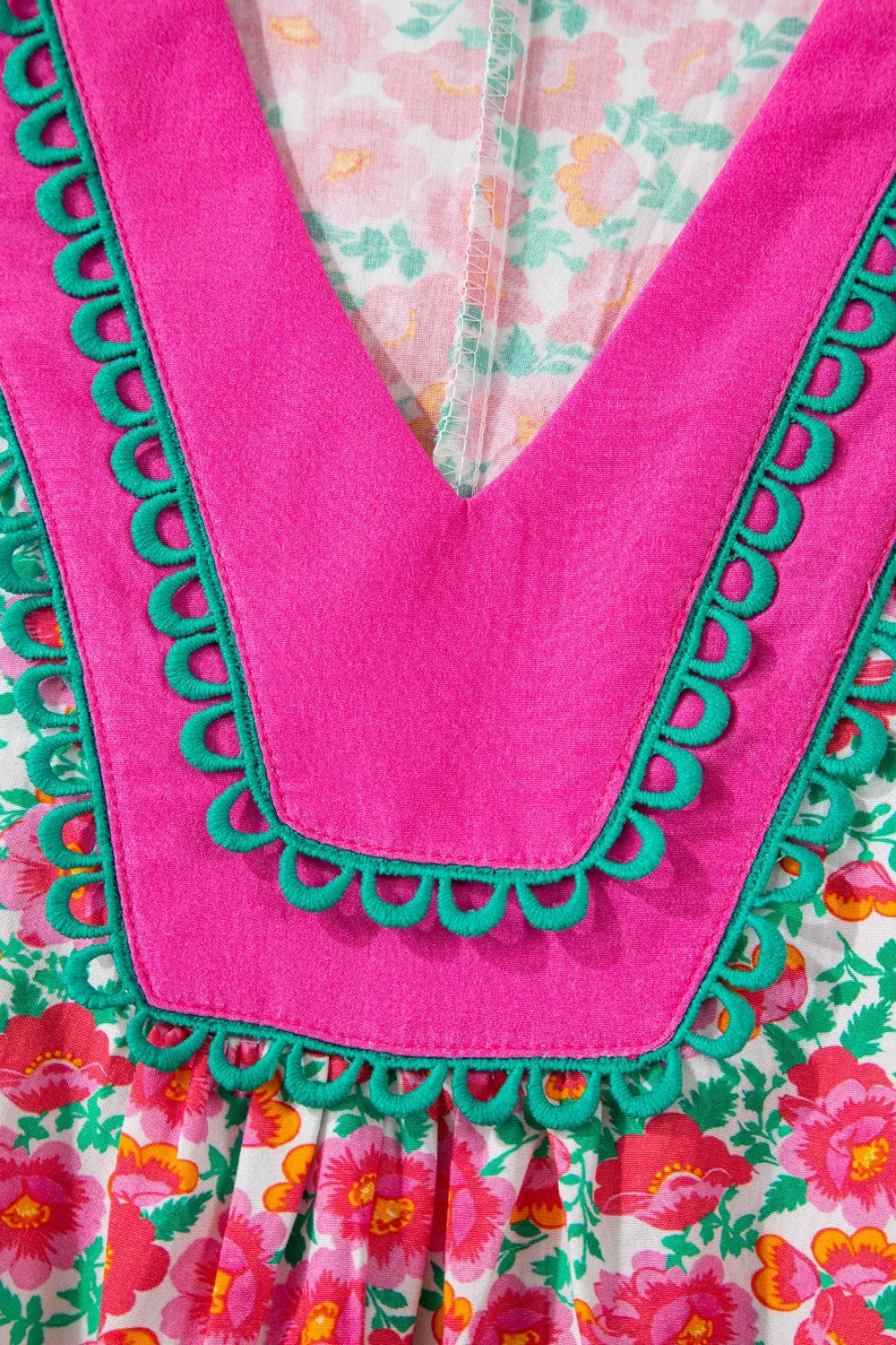 Sarah Express Women's Floral Print V Neck Mini Dress Short Bubble Sleeve Patchwork