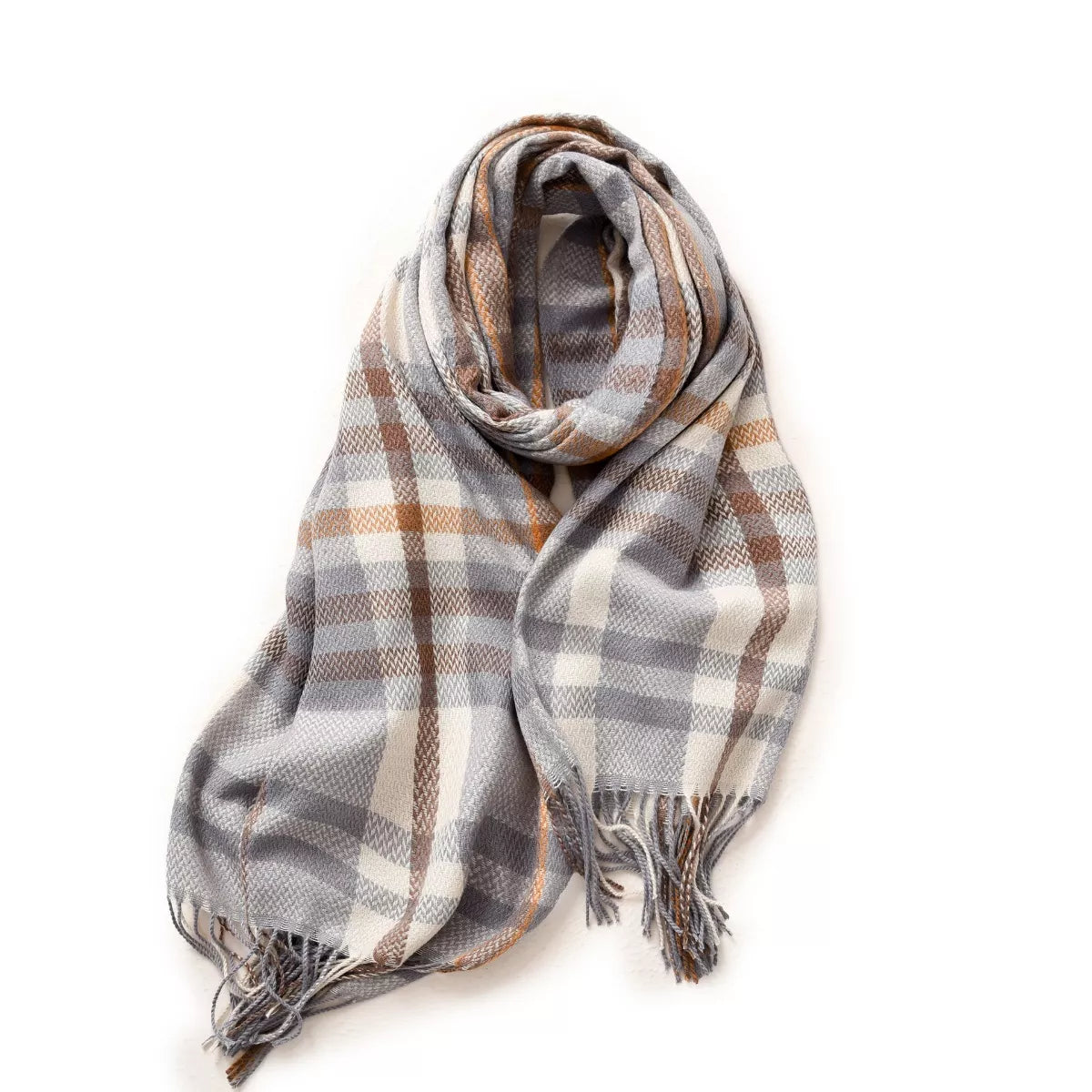 Sarah Express Women's Warm Plaid Fringe Scarf Style D One Size