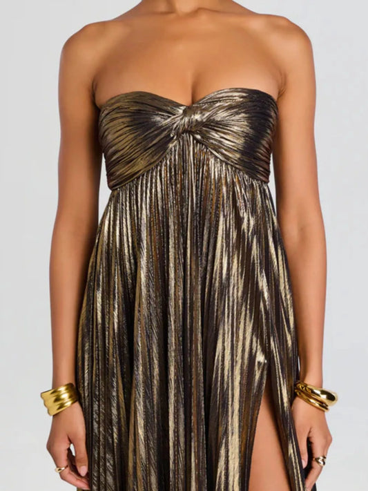 Sarah Express Women's Split Sweetheart Neck Tube Maxi Dress