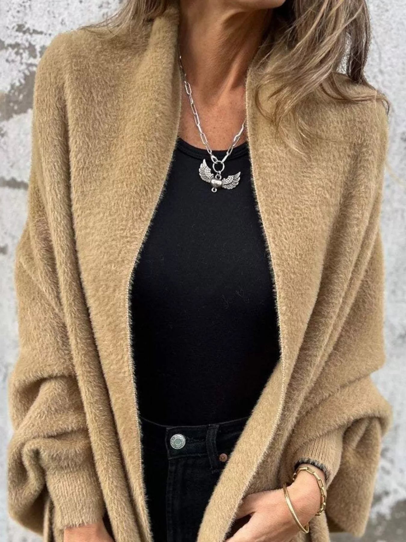 Sarah Express Women's Fringe Open Front Cardigan Plus Size