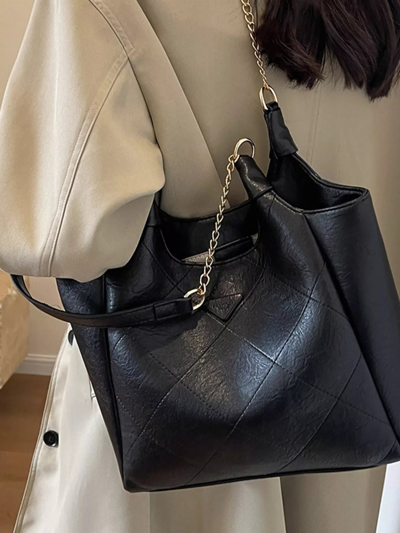 Sarah Express Women's Large PU Leather Shoulder Bag - Chic Crossbody Handbag