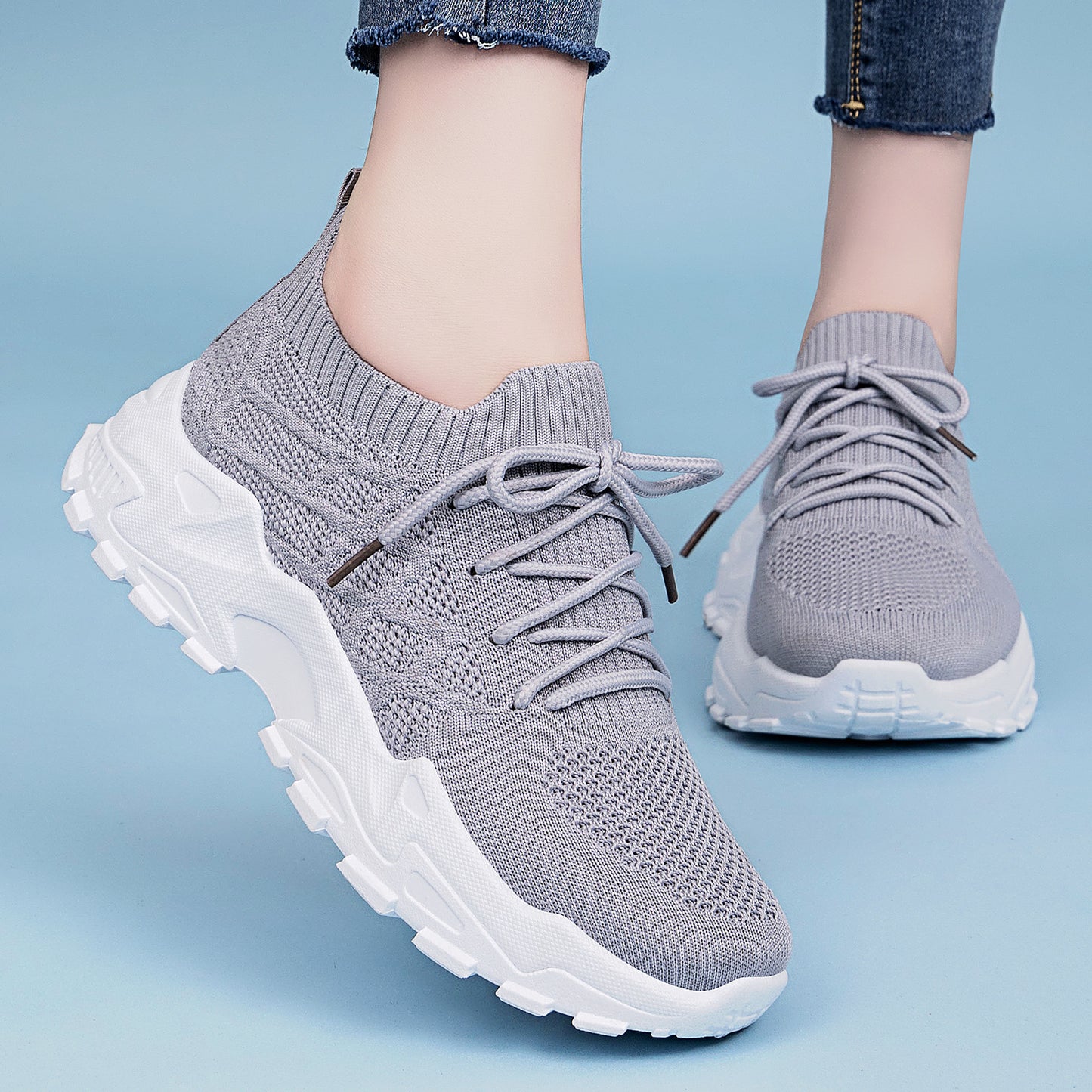 Sarah Express Women's Height Increasing Sneakers - Padded Comfort Dad Shoes with Mesh Lining