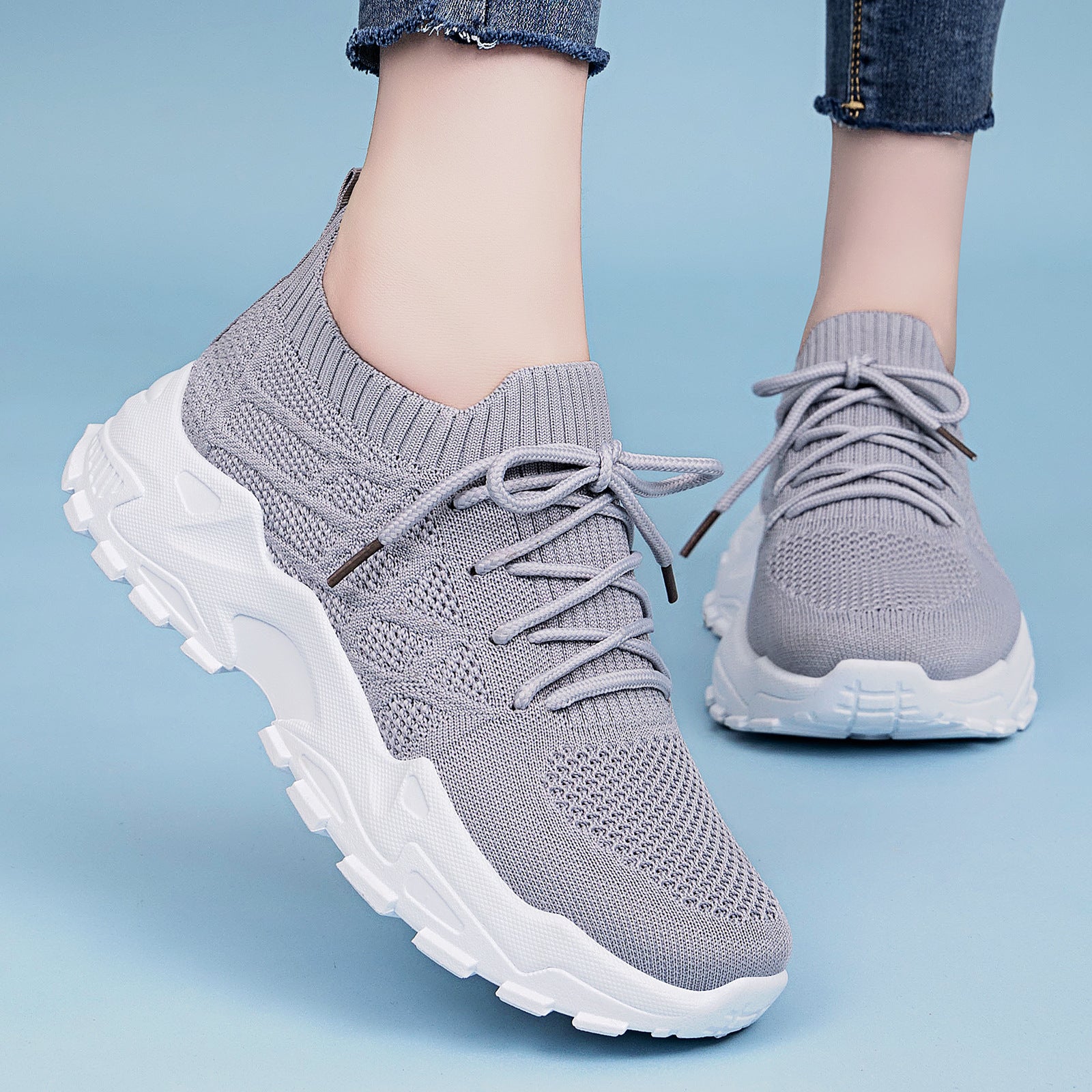 Sarah Express Women's Height Increasing Sneakers - Padded Comfort Dad Shoes with Mesh Lining