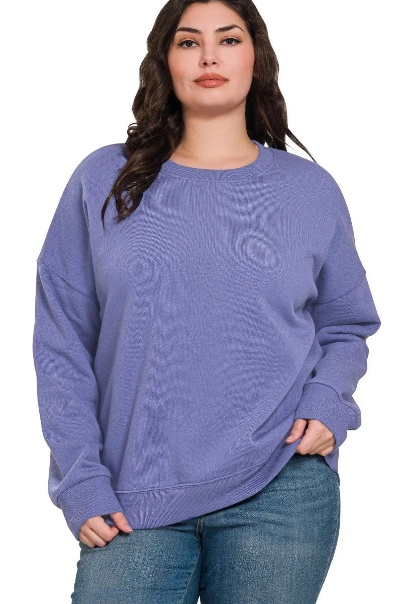Sarah Express Women’s Plus Size Oversized Fleece Drop Shoulder Sweatshirt
