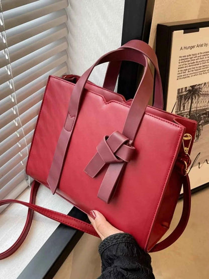 Sarah Express Women's Faux Leather Tote Bag - Medium PU Leather Shoulder Bag Red One Size