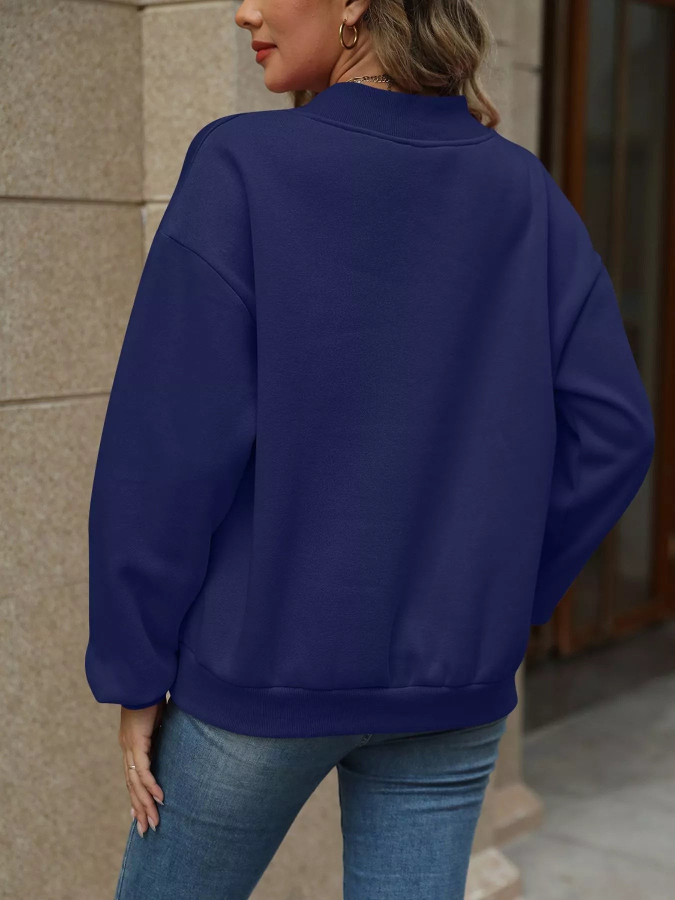 Sarah Express Women's V-Neck Solid Color Casual Sweatshirt