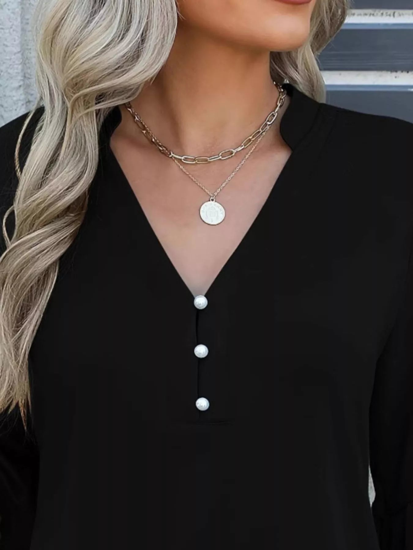 Sarah Express Women's Notched Flounce Sleeve Blouse - Plus Size Button Front Top