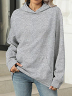 Sarah Express Women's Kangaroo Pocket Long Sleeve Hoodie Light Gray