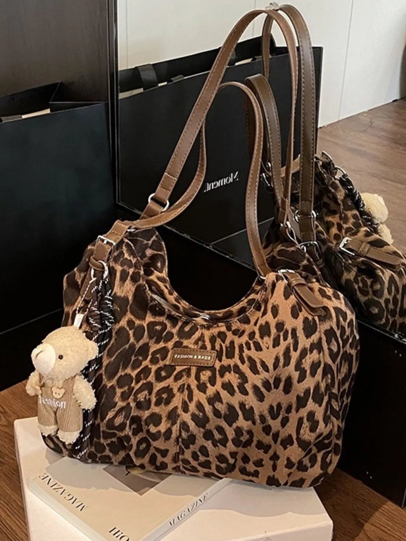 Sarah Express Women's Leopard Print Adjustable Strap Shoulder Bag