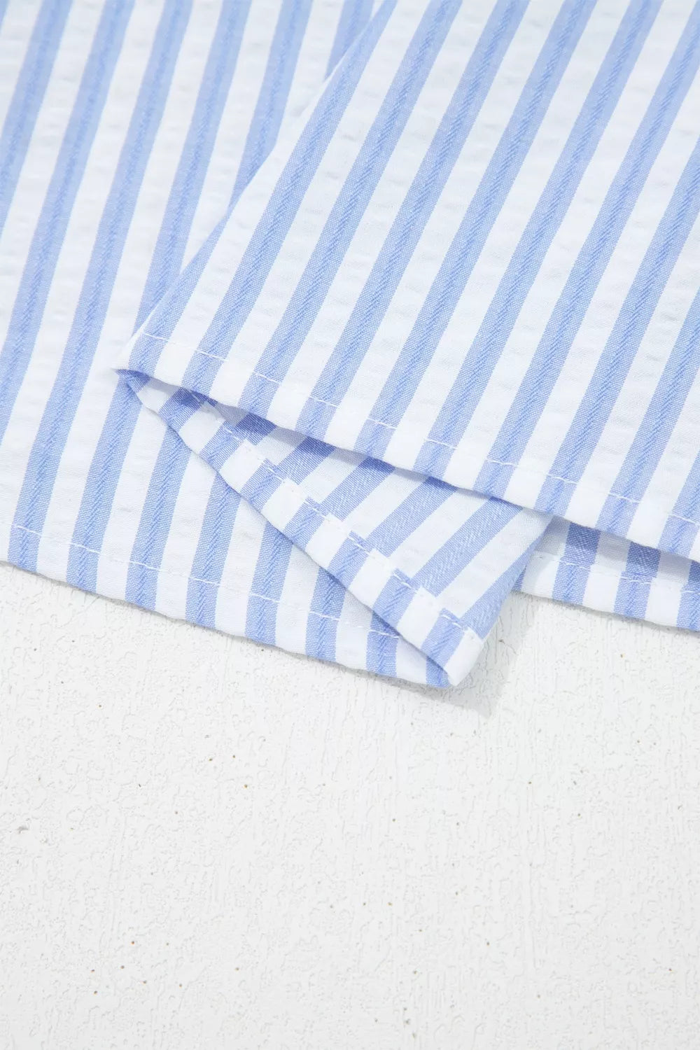 Sarah Express Women's Stripe Ricrac Trim Puff Sleeve Leopard Patchwork V Neck Blouse