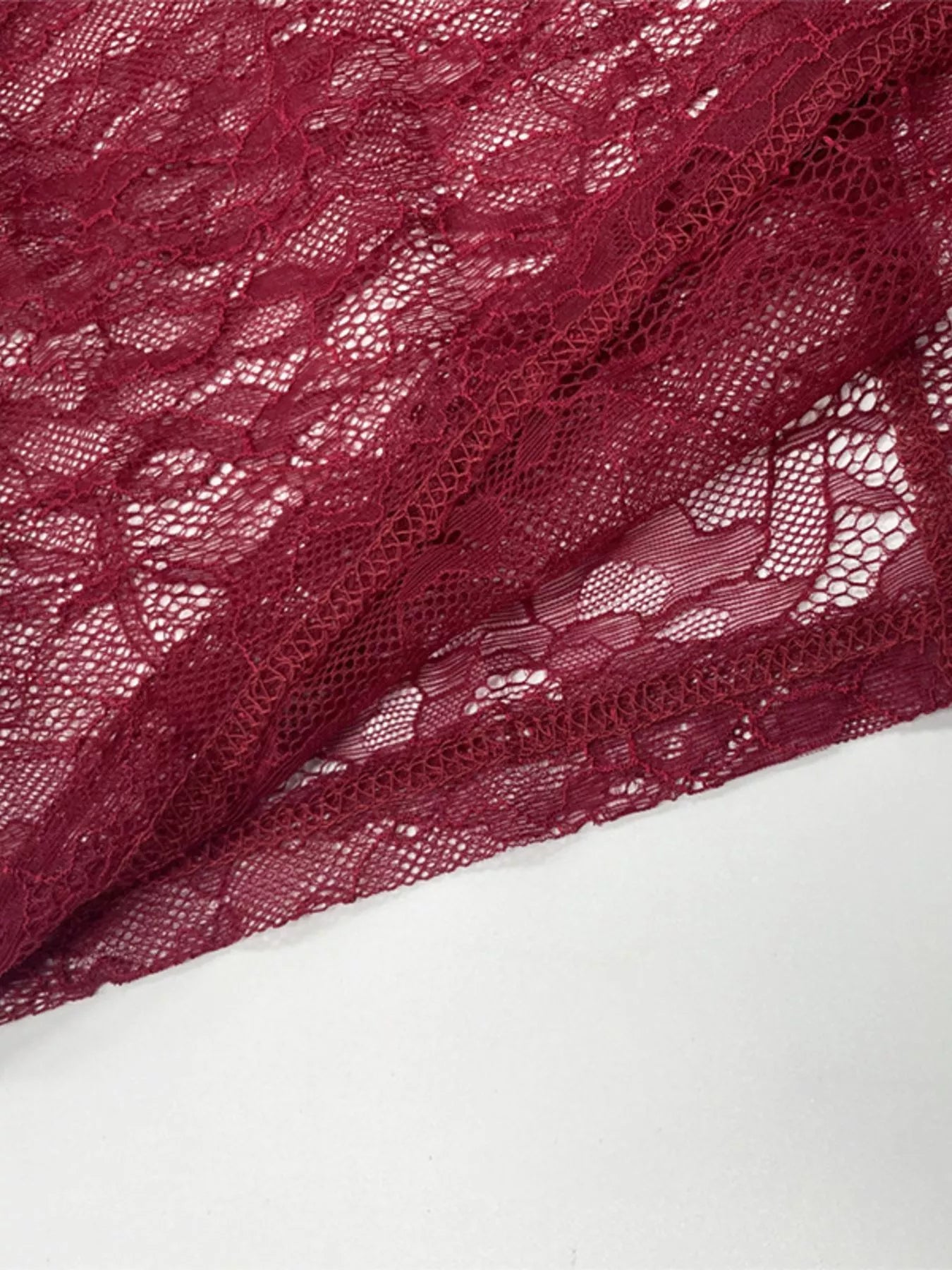 Sarah Express Women's Lace Sheer Mock Neck Long Sleeve Maxi Dress