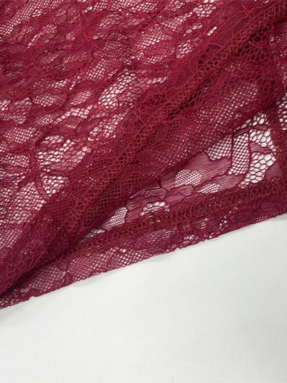 Sarah Express Women's Lace Sheer Mock Neck Long Sleeve Maxi Dress