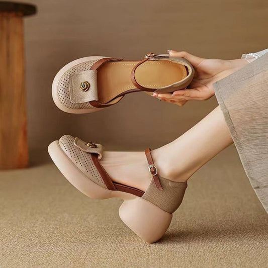 Sarah Express Women's Waterproof High-Heel Sandals - Closed-Toe Buckle Strap Heels