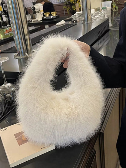 Sarah Express Women's Fluffy Solid Color Mini Handbag