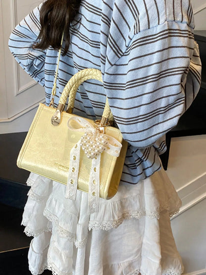 Sarah Express Women's Mini Crossbody Bag with Pearl Decor & Braided Handle