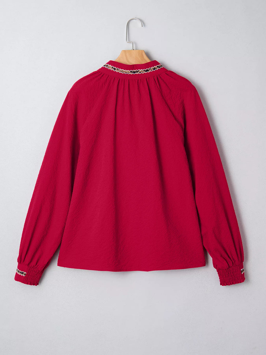 Sarah Express Women's Leopard Notched Long Sleeve Blouse