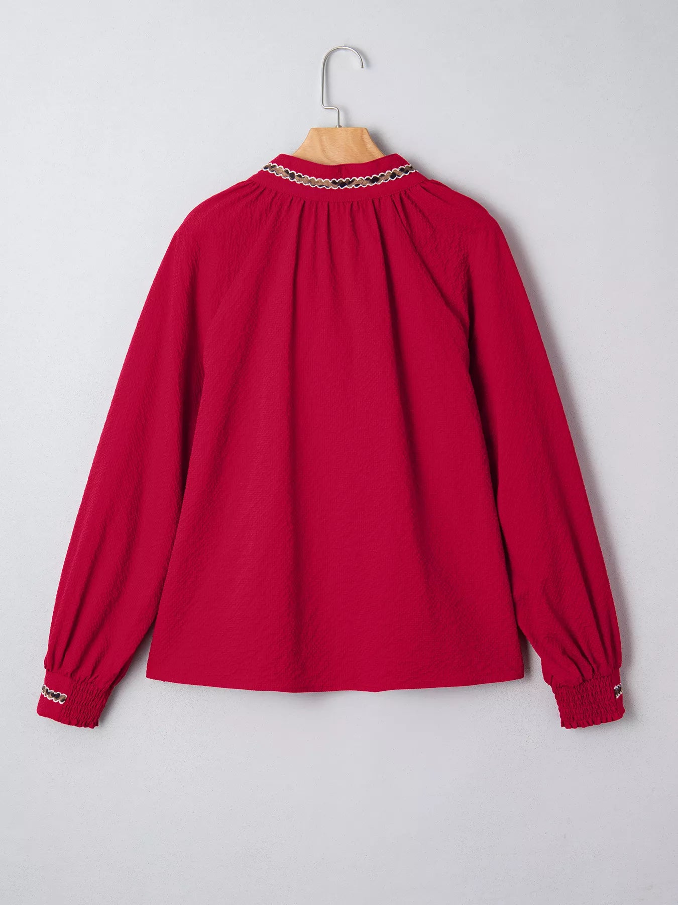 Sarah Express Women's Leopard Notched Long Sleeve Blouse