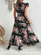 Sarah Express Women's Black Floral Print Dress Polyester