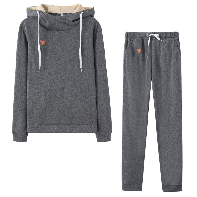 Women's Fleece Hooded Sports Suit Two-Piece Set