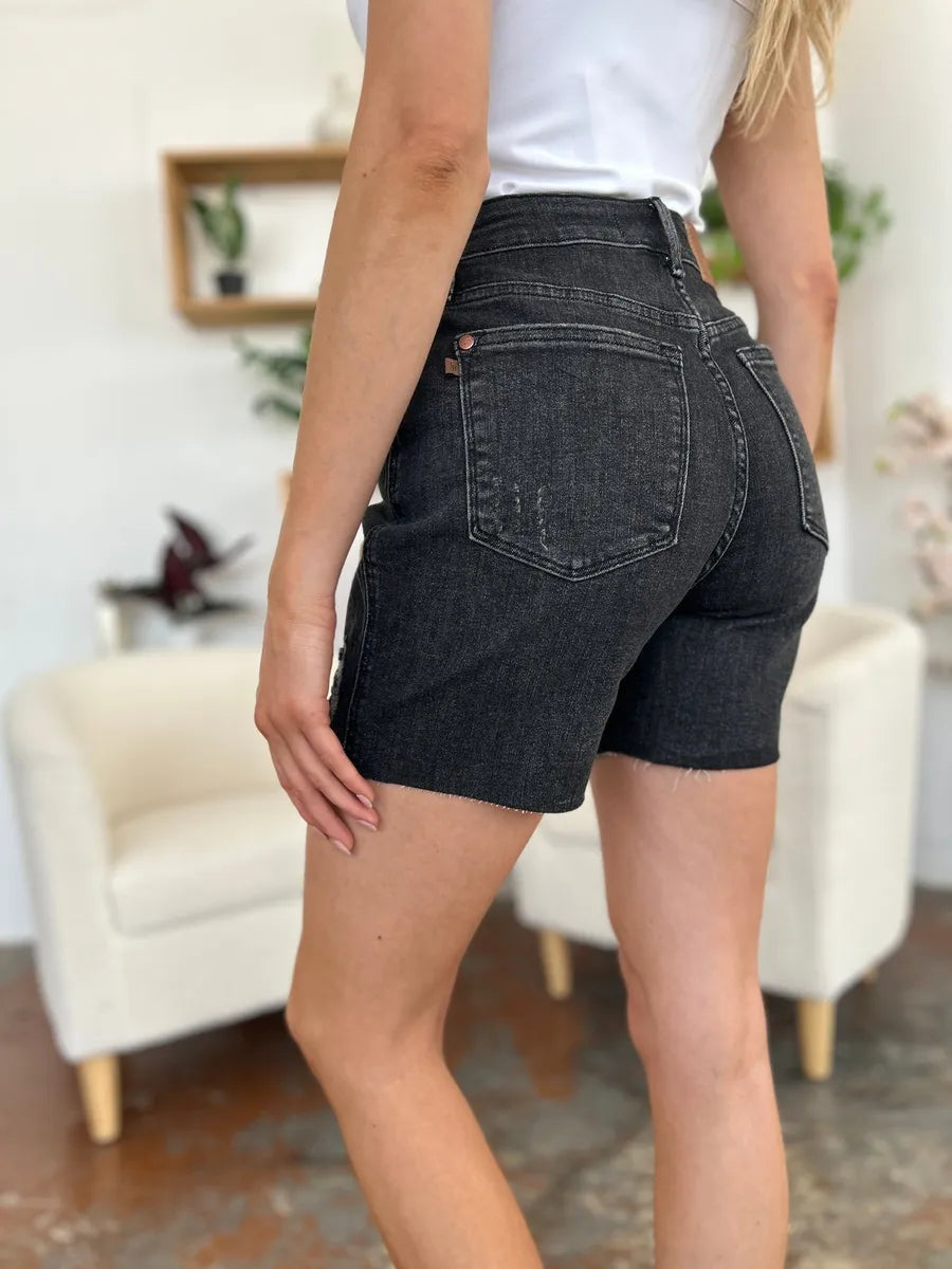 Blue Full Size High Waist Rigid Magic Denim Shorts