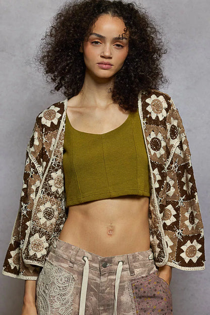 Sarah Express Women's Open Front Cardigan with Varied Patterns