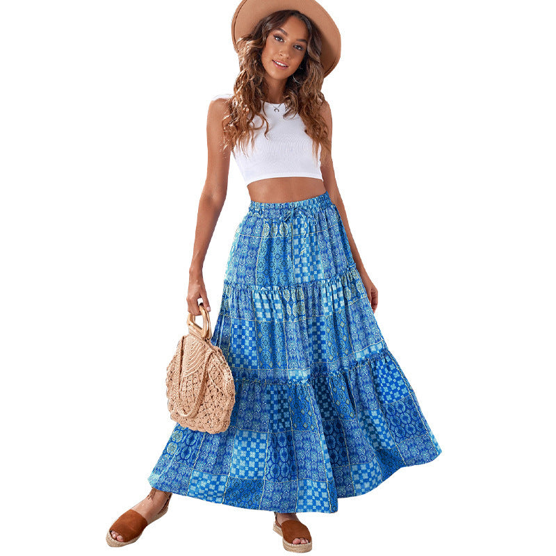 Sarah Express Women's High Waist Printed Maxi Dress Loose Fit Casual
