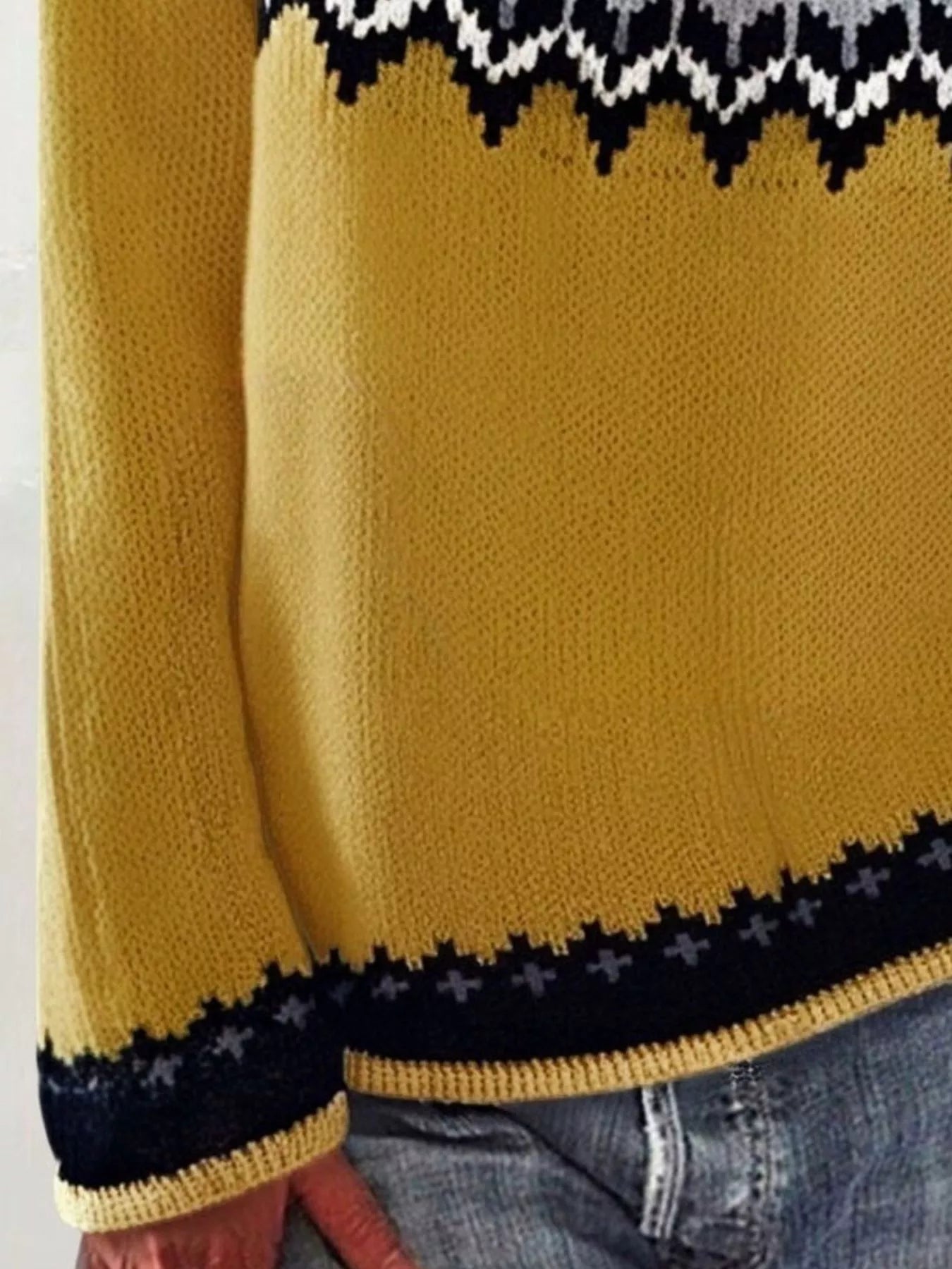 Sarah Express Women's Vintage Patterned Round Neck Sweater Plus Size