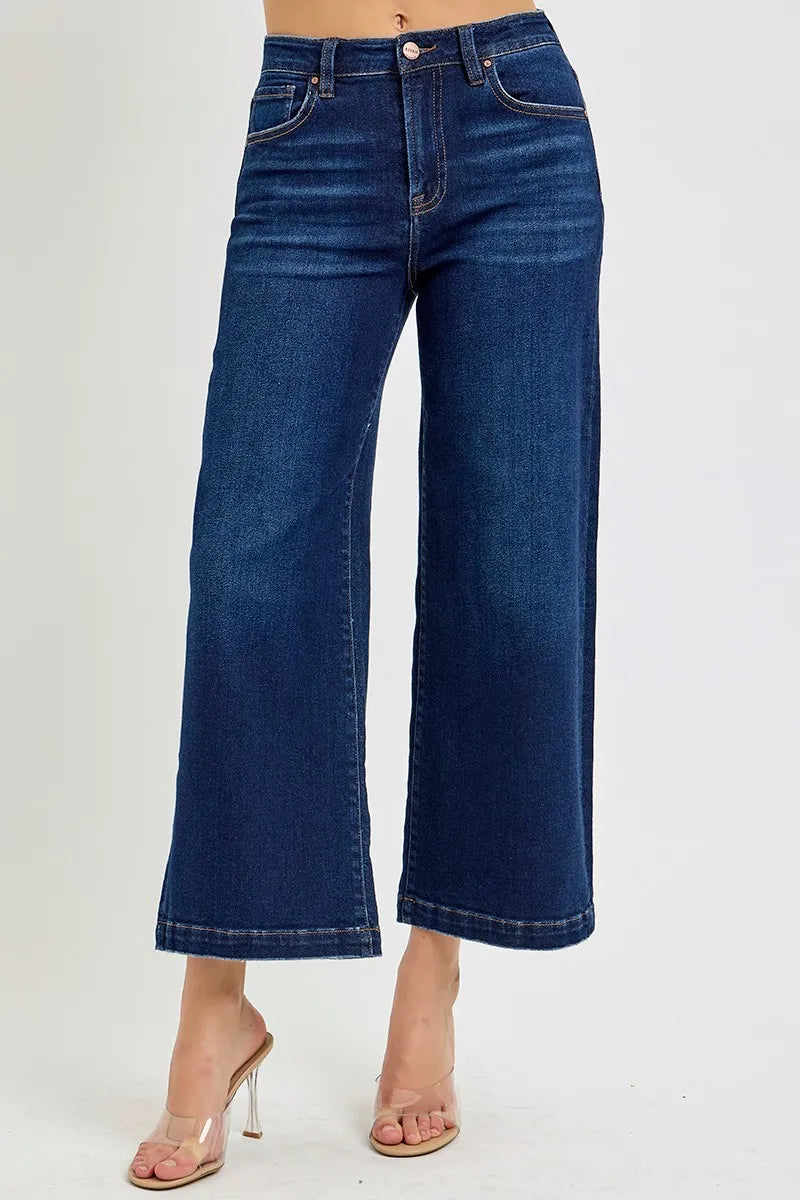 Sarah Express Women’s High Rise Cropped Wide Leg Jeans Casual
