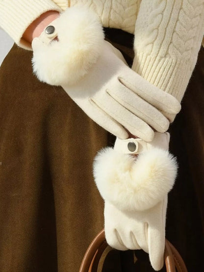 Sarah Express Women's Faux Fur Cuff Gloves - Cozy Winter Accessory