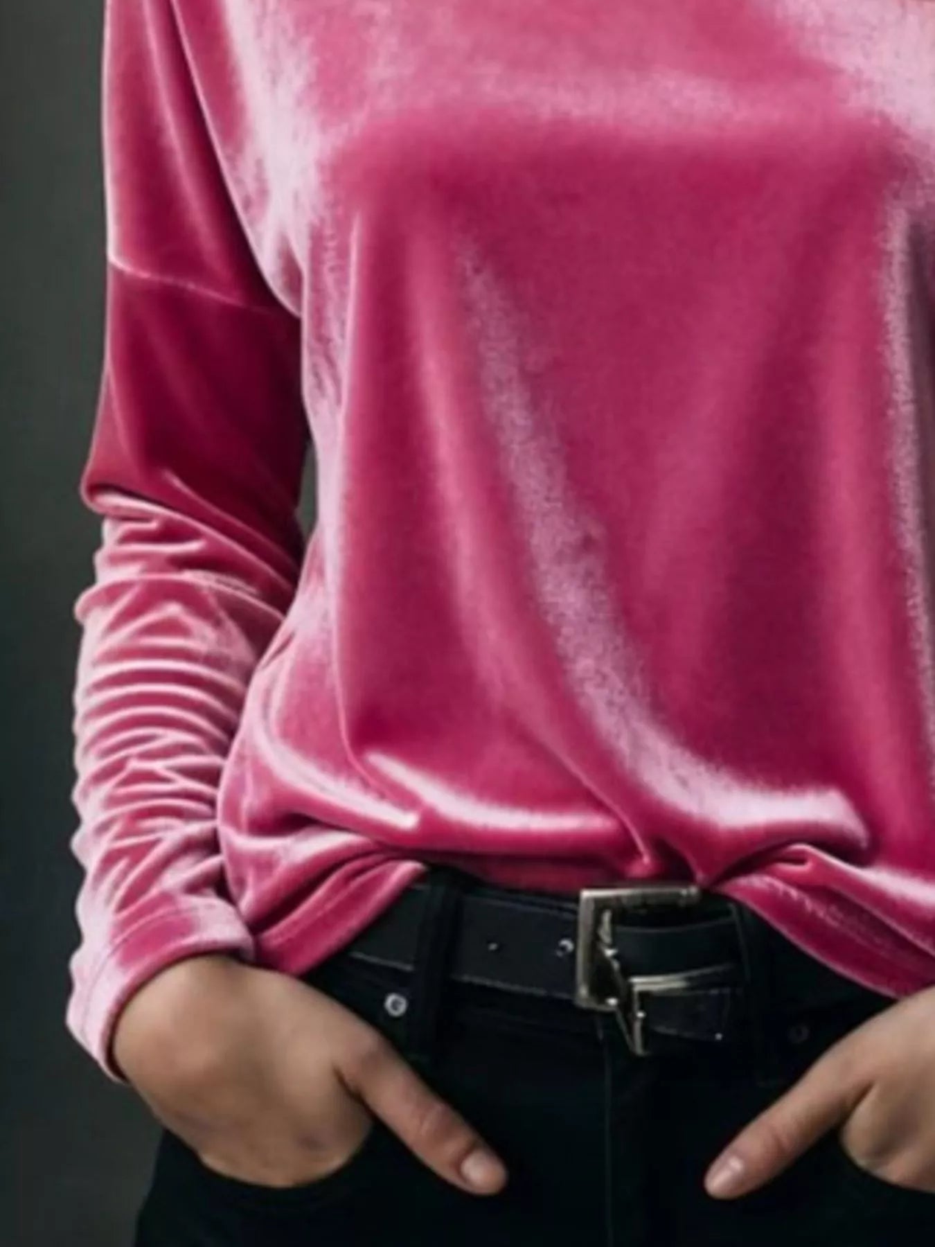 Sarah Express Women's Velvet Long Sleeve T-Shirt - Luxe Soft Touch Top for Plus Size