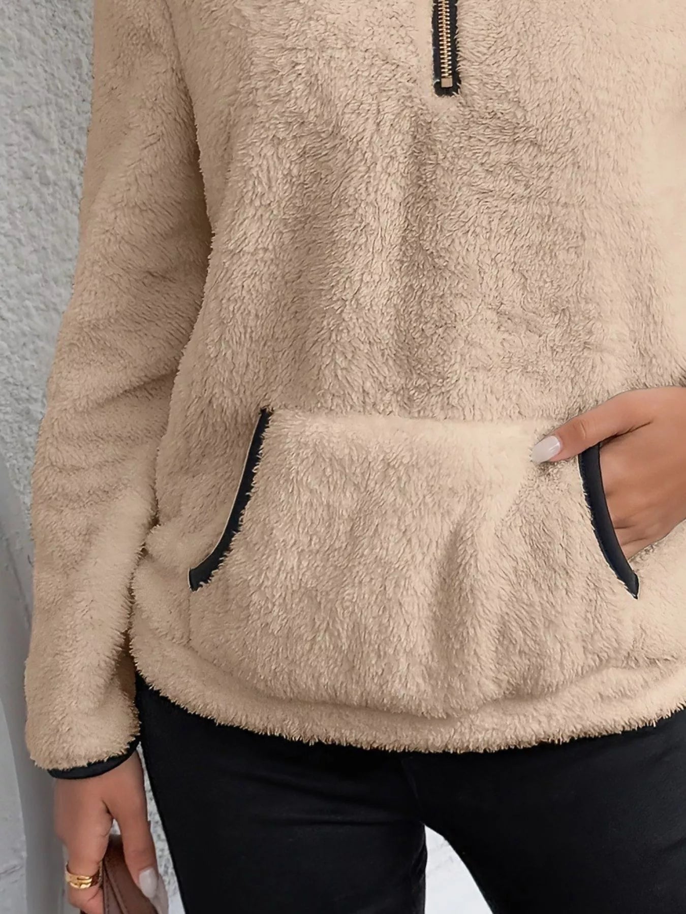 Sarah Express Women's Cozy Fleece Quarter Zip Long Sleeve Sweatshirt