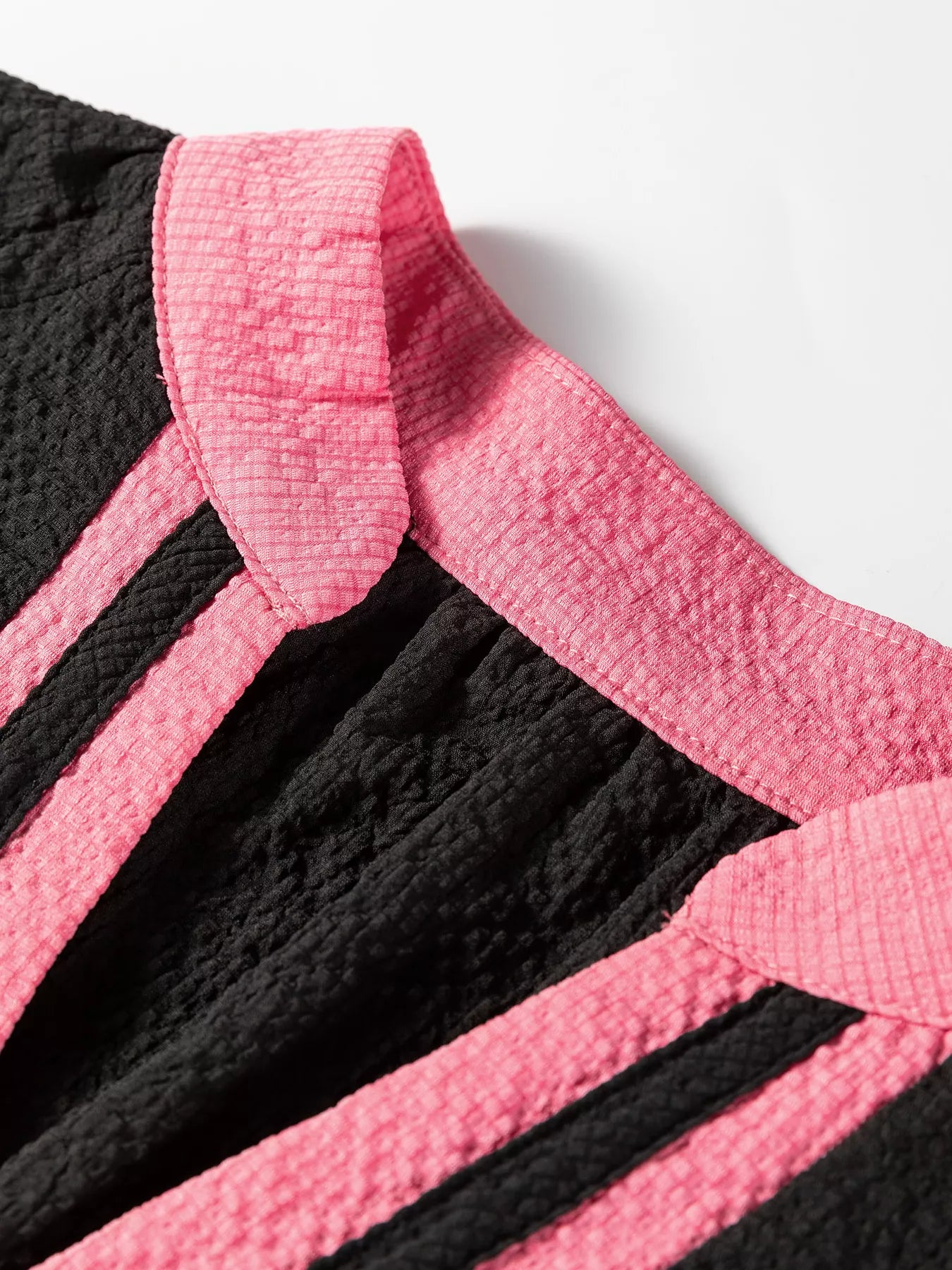 Sarah Express Women's Color Block Patchwork Detail Textured Long Sleeve Blouse