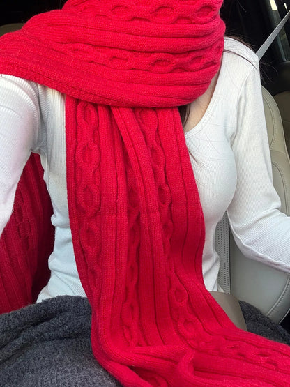 Sarah Express Women's Textured Knit Winter Scarf - Cozy Warm Infinity Scarf Red ONESIZE
