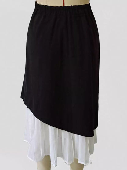 Sarah Express Women's High-Waisted Button Decor Pleated Hem Skirt