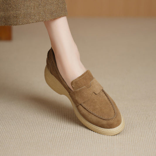 Sarah Express Women's Skull Print Wedge Slip-On Shoes – Round Toe High-Top Platform Loafers