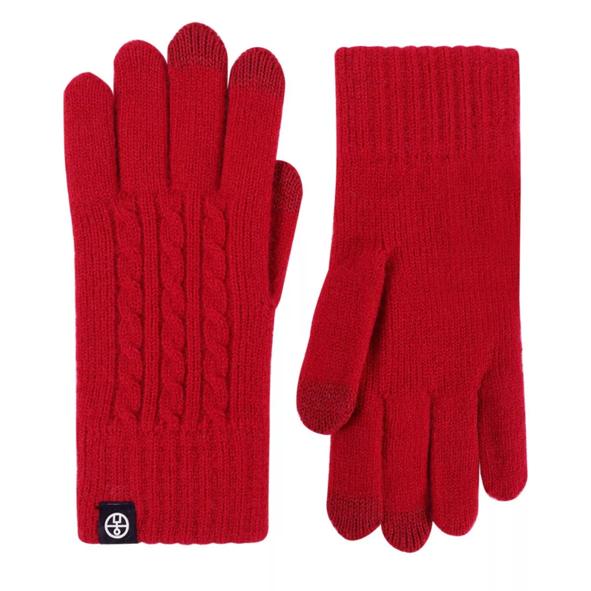 Sarah Express Women's Cable Knit Touchscreen Gloves Red One Size