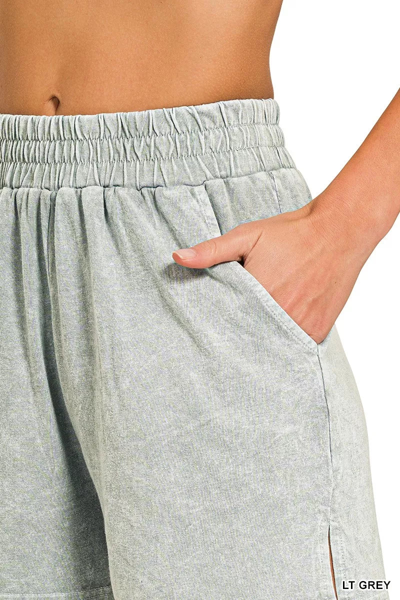 Sarah Express Women's Snow Washed Short Sleeve Tee and Shorts Lounge Set