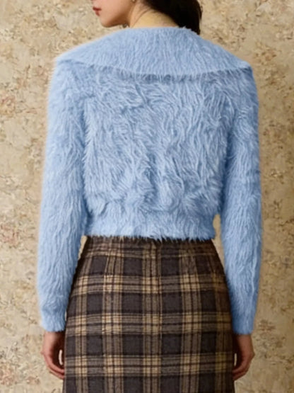 Sarah Express Women's Fluffy Knit Zip-Up Cardigan