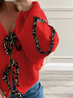 Sarah Express Women's Tie Front Long Sleeve Sweater