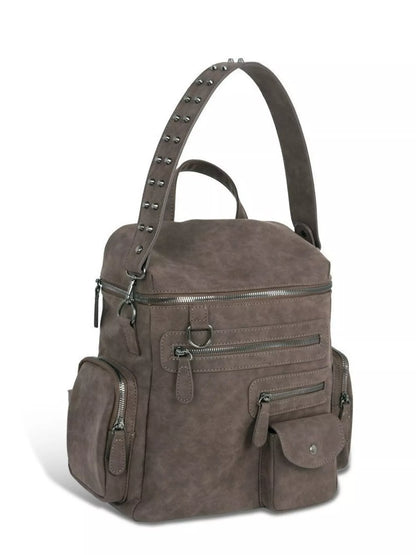 Sarah Express Women's Multi-Pocket Studded Convertible Backpack Bag