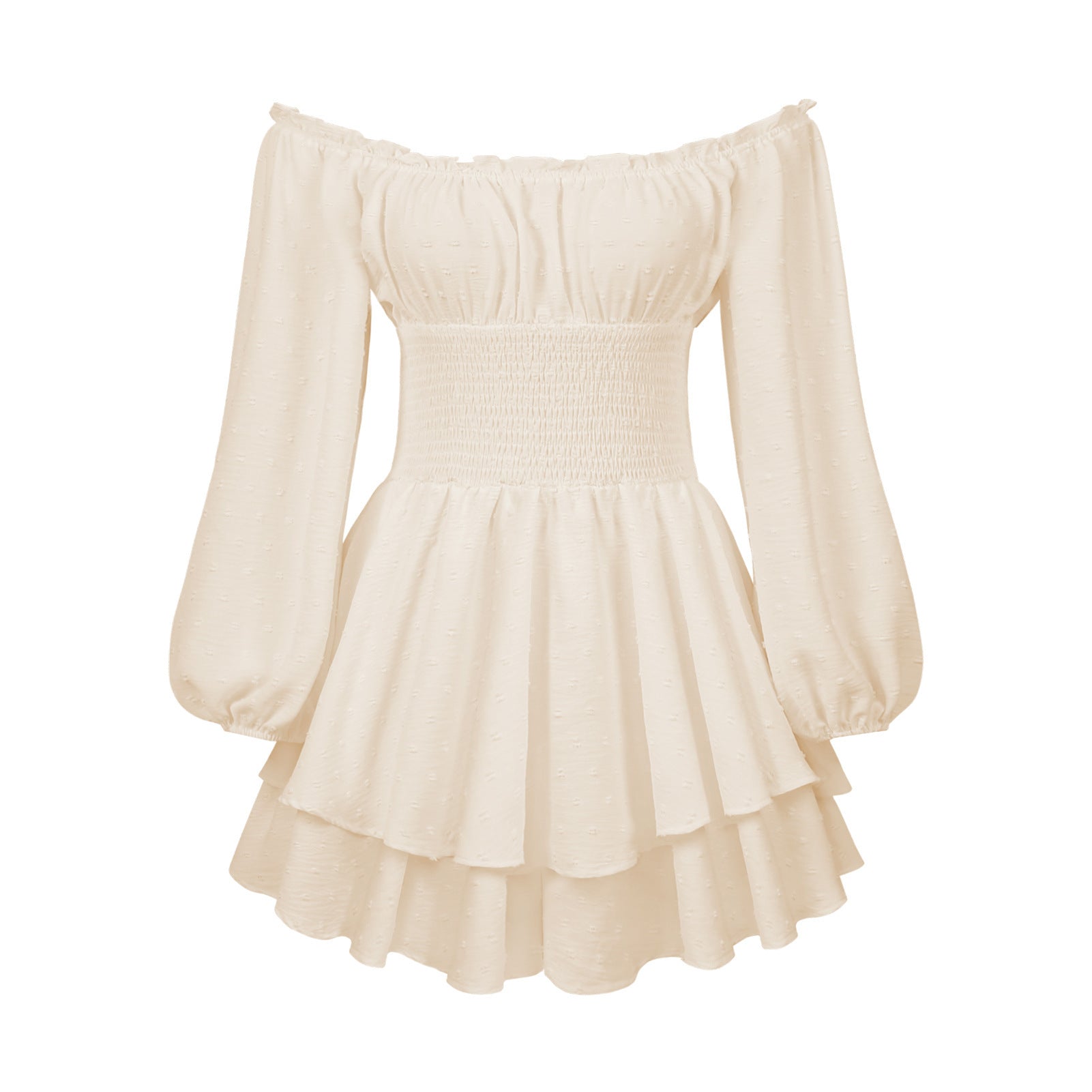 Sarah Express Off-Shoulder Pleated Ruffled Romper Long Sleeve Wide Leg Jumpsuit