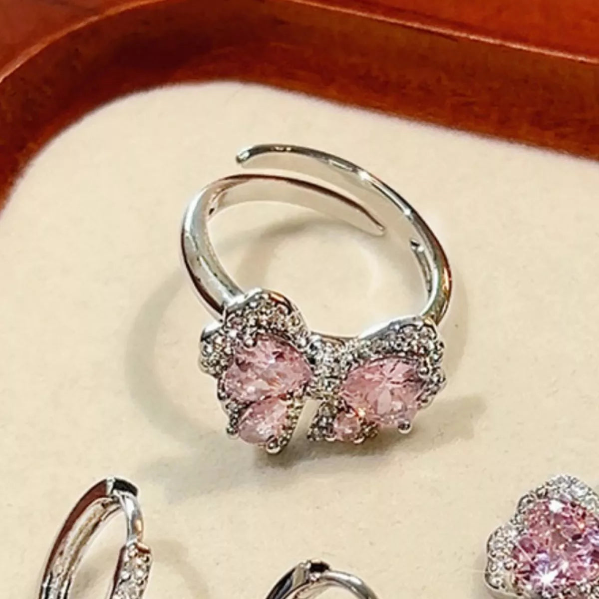 Sarah Express Women's Zircon Bow Bypass Ring