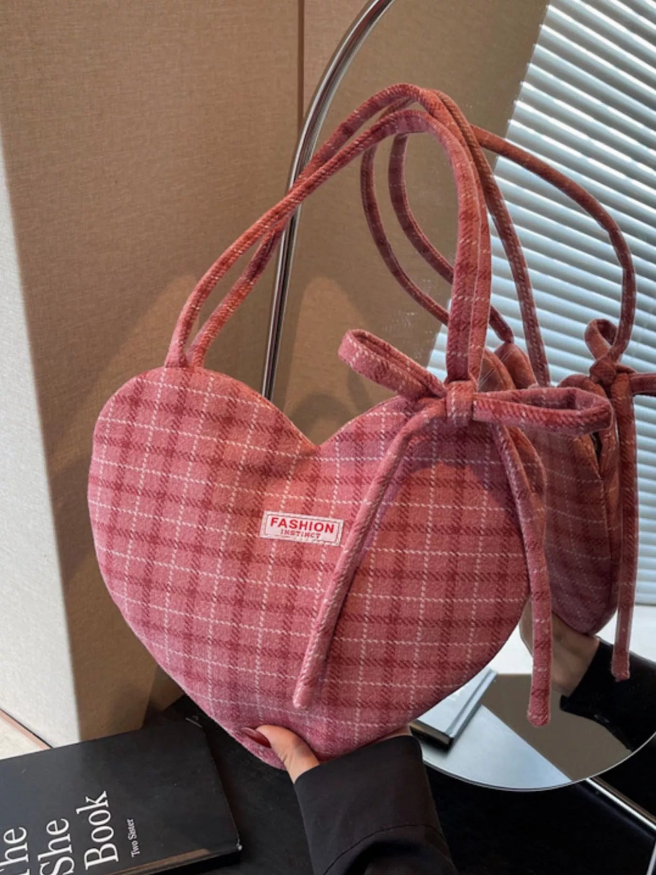 Sarah Express Heart-Shaped Plaid Shoulder Bag - Cute Crossbody Purse for Women