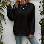 Sarah Express Women's Loose Fit Round Neck Sweatshirt Long Sleeve Pullover