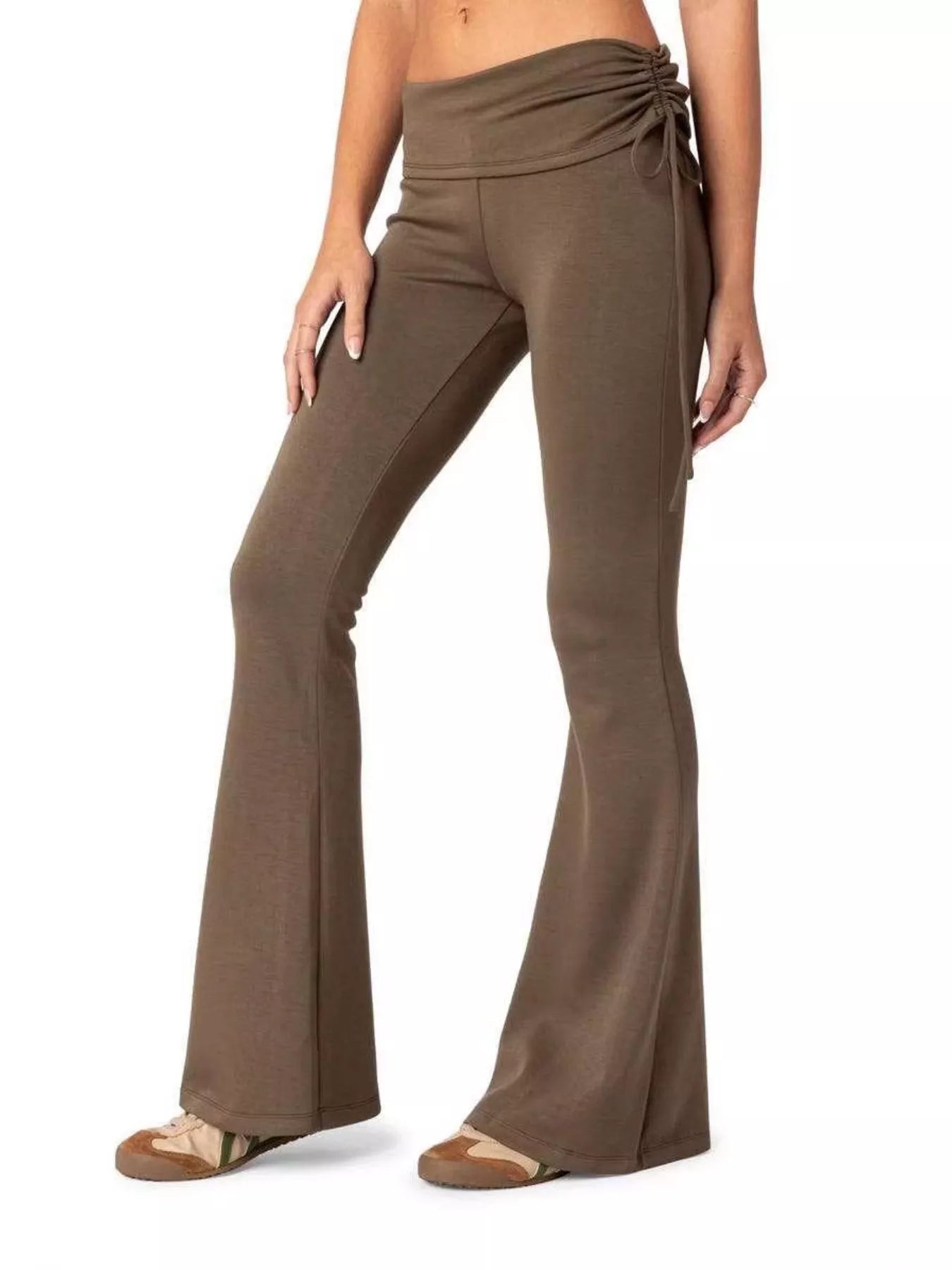 Sarah Express Women's High-Waisted Flare Pants with Drawstring