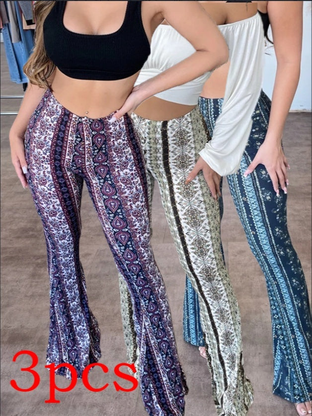 Sarah Express High Waist Printed Leggings Stretch Full Length Slim Fit Pants